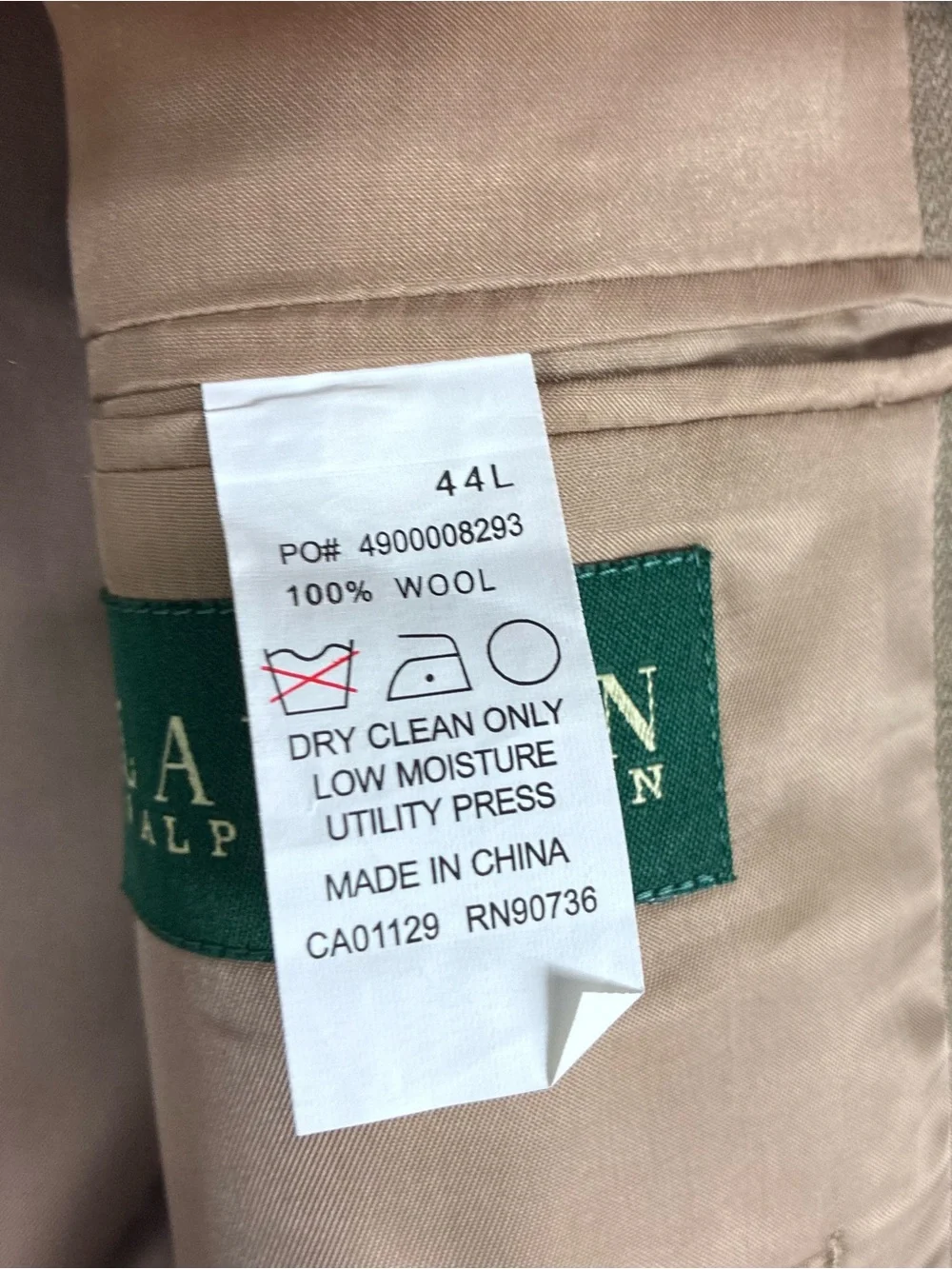 Ralph Lauren Silk Wool Windowpane Plaid Sport Coat Blazer Tan 44L